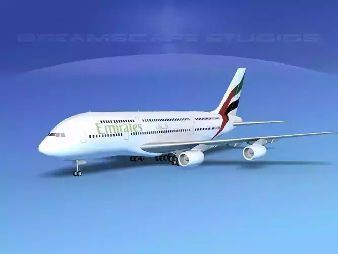 Airbus A380-800 Emirates 3D model Airbus A380-800 Emirates 3D model