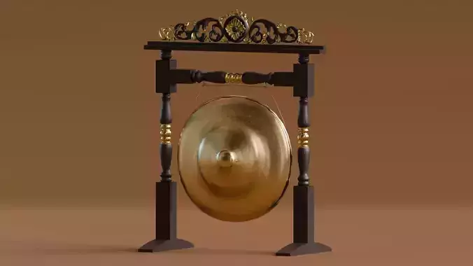 Traditional Instrument - Gong Low-poly 3D model