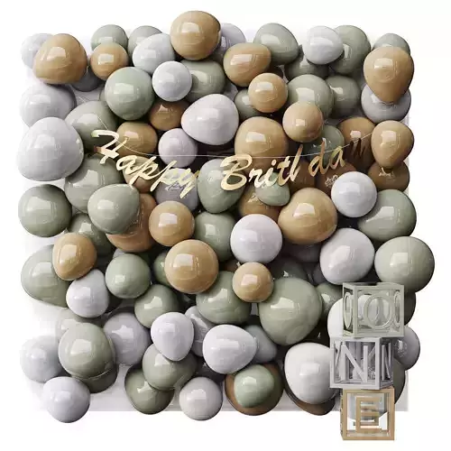 Birthday set Low-poly 3D model