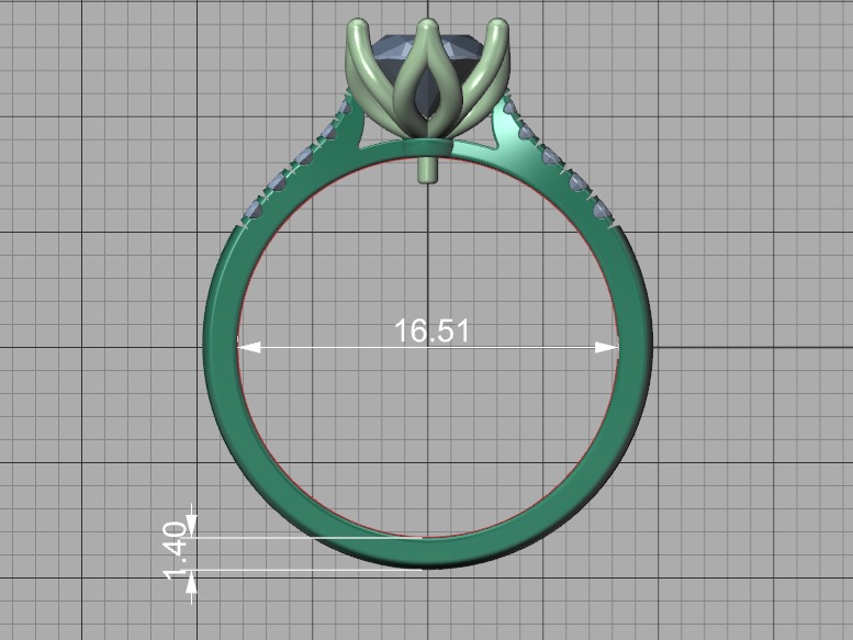 Tulip Head 8x6 Oval Stone Solitaire Engagement Ring 1ct Oval 3D print model_54