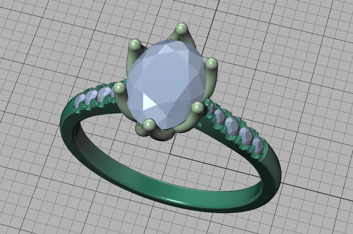 Tulip Head 8x6 Oval Stone Solitaire Engagement Ring 1ct Oval 3D print model_57