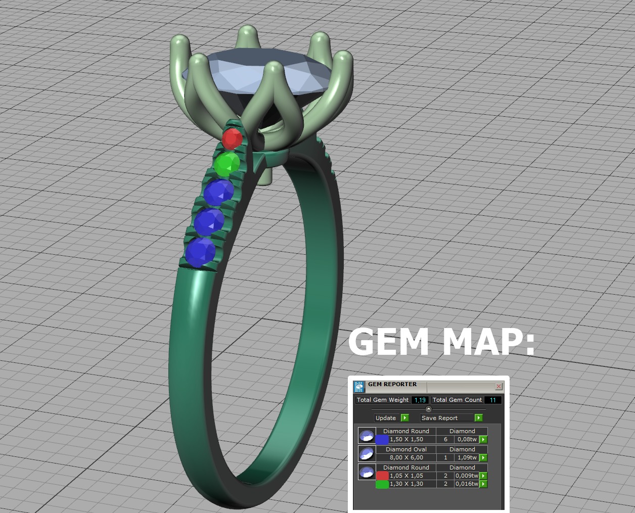 Tulip Head 8x6 Oval Stone Solitaire Engagement Ring 1ct Oval 3D print model_8