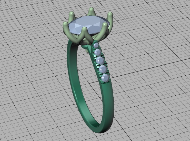 Tulip Head 8x6 Oval Stone Solitaire Engagement Ring 1ct Oval 3D print model_58