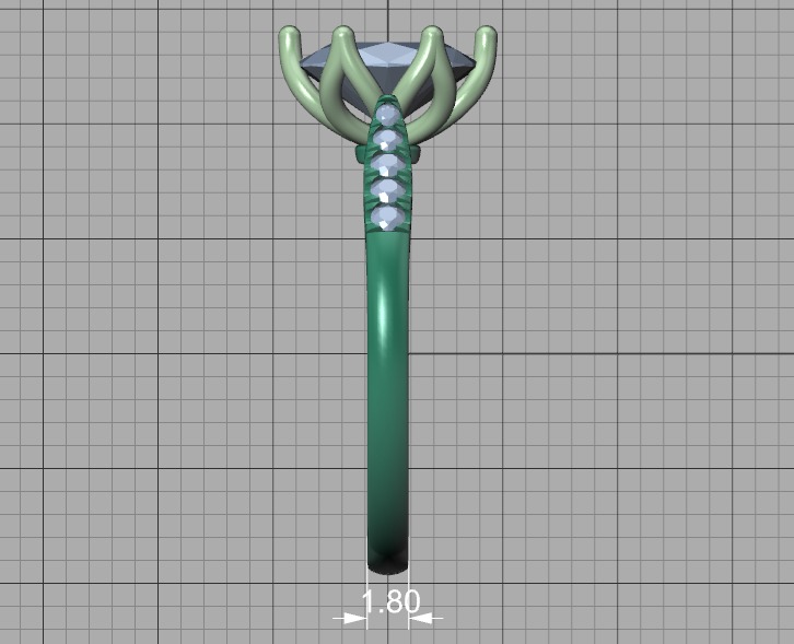 Tulip Head 8x6 Oval Stone Solitaire Engagement Ring 1ct Oval 3D print model_56