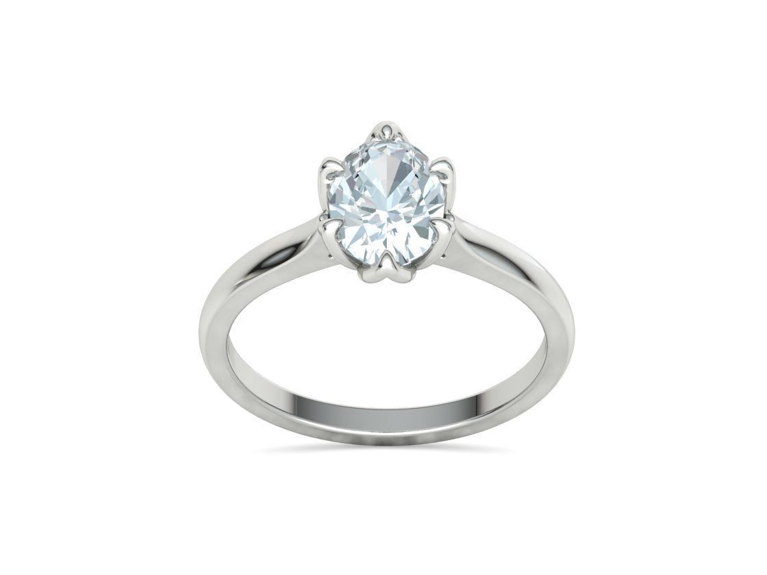 Tulip Head 8x6 Oval Stone Solitaire Engagement Ring 1ct Oval 3D print model_26