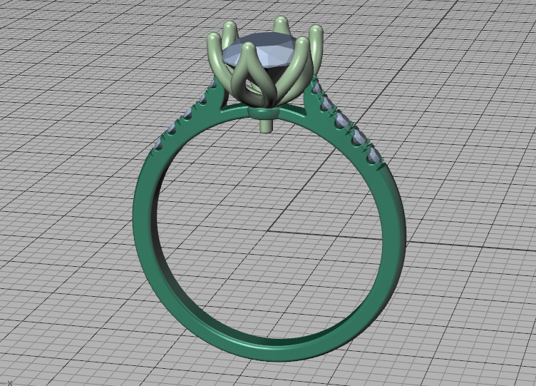 Tulip Head 8x6 Oval Stone Solitaire Engagement Ring 1ct Oval 3D print model_59