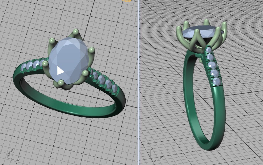 Tulip Head 8x6 Oval Stone Solitaire Engagement Ring 1ct Oval 3D print model_53