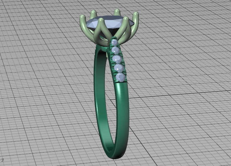 Tulip Head 8x6 Oval Stone Solitaire Engagement Ring 1ct Oval 3D print model_60