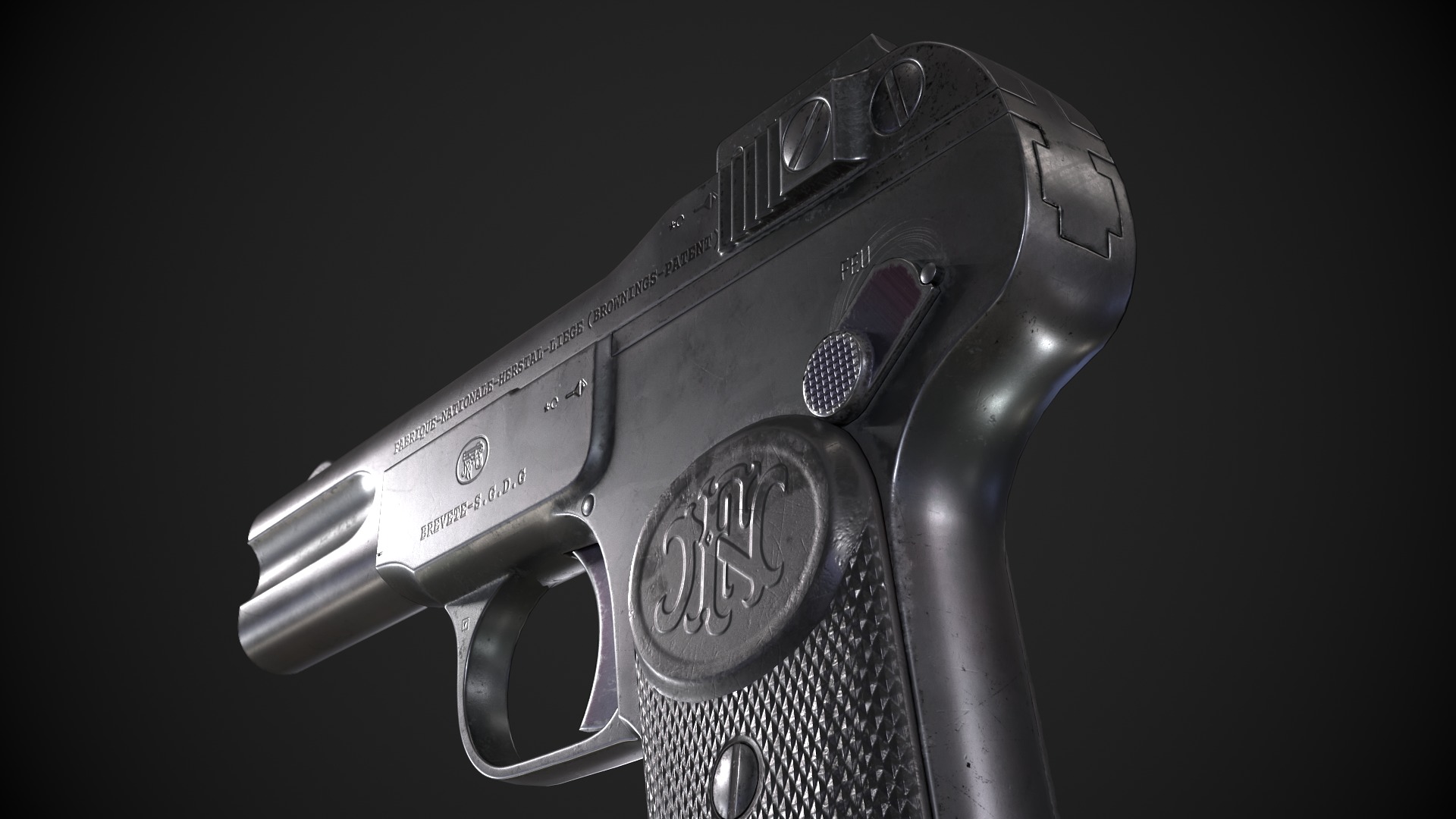 M1900 Browning No 1 Low-poly 3D model_11