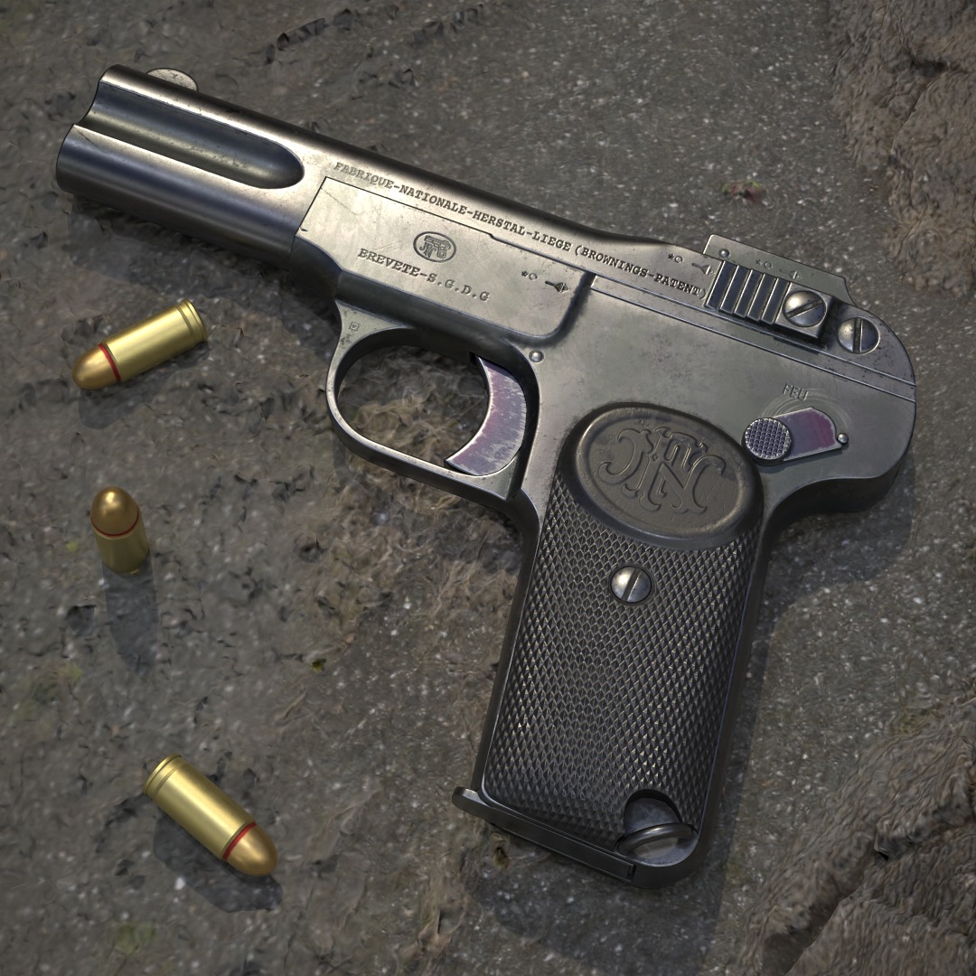 M1900 Browning No 1 Low-poly 3D model_13