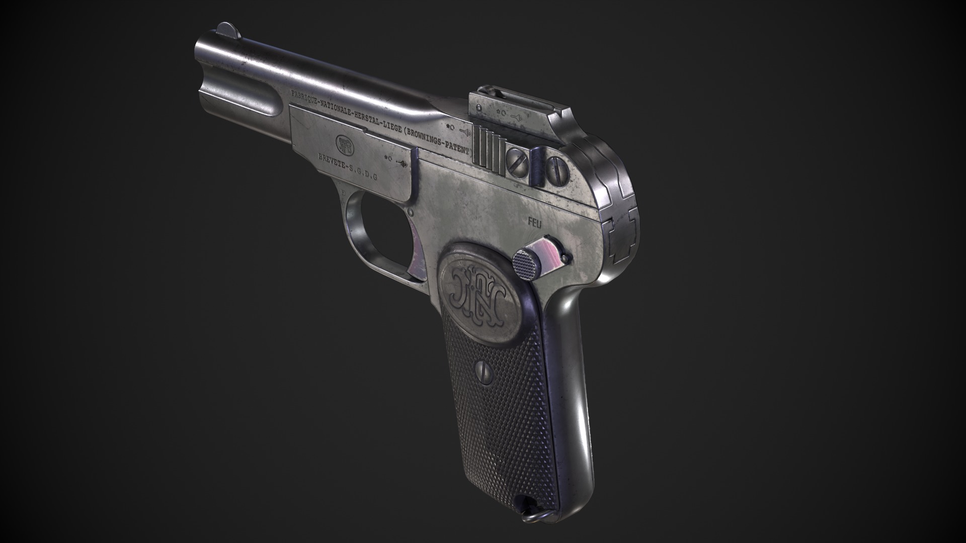 M1900 Browning No 1 Low-poly 3D model_7