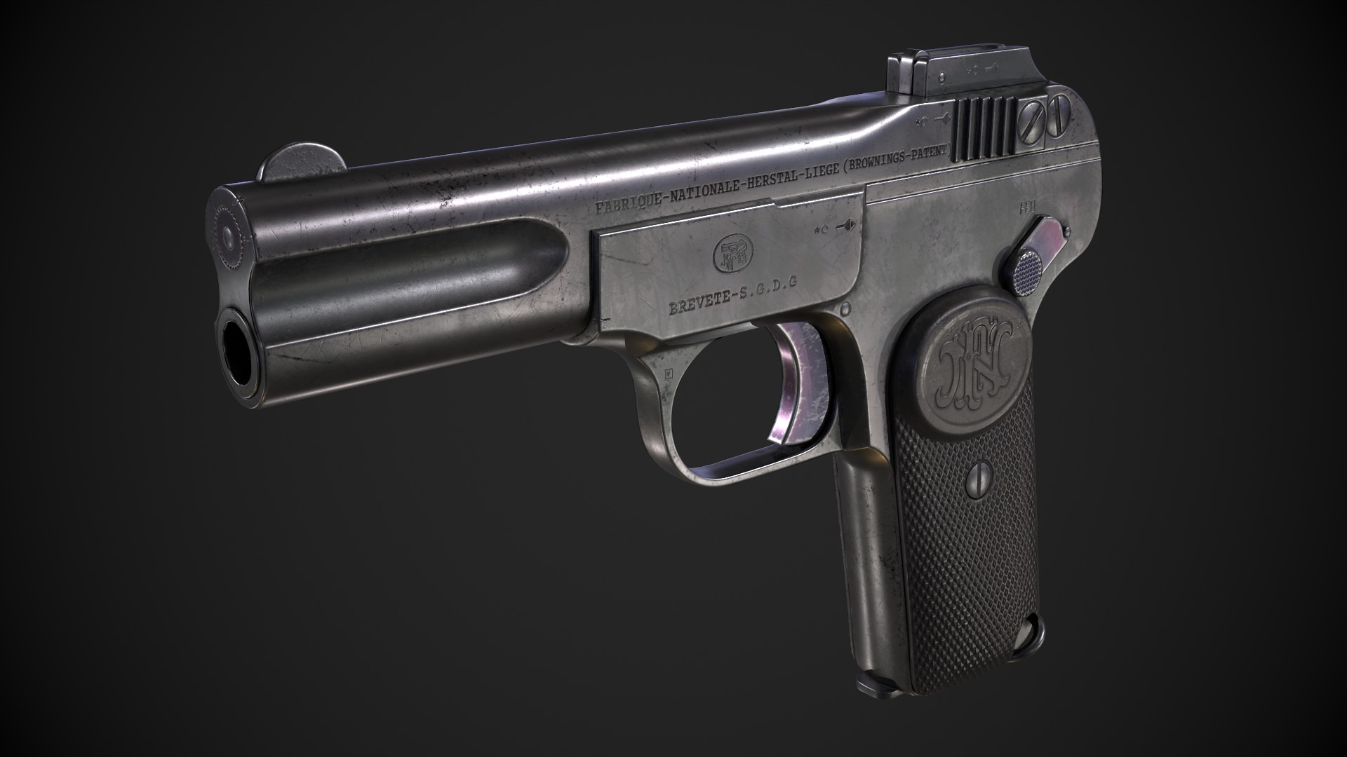 M1900 Browning No 1 Low-poly 3D model_6