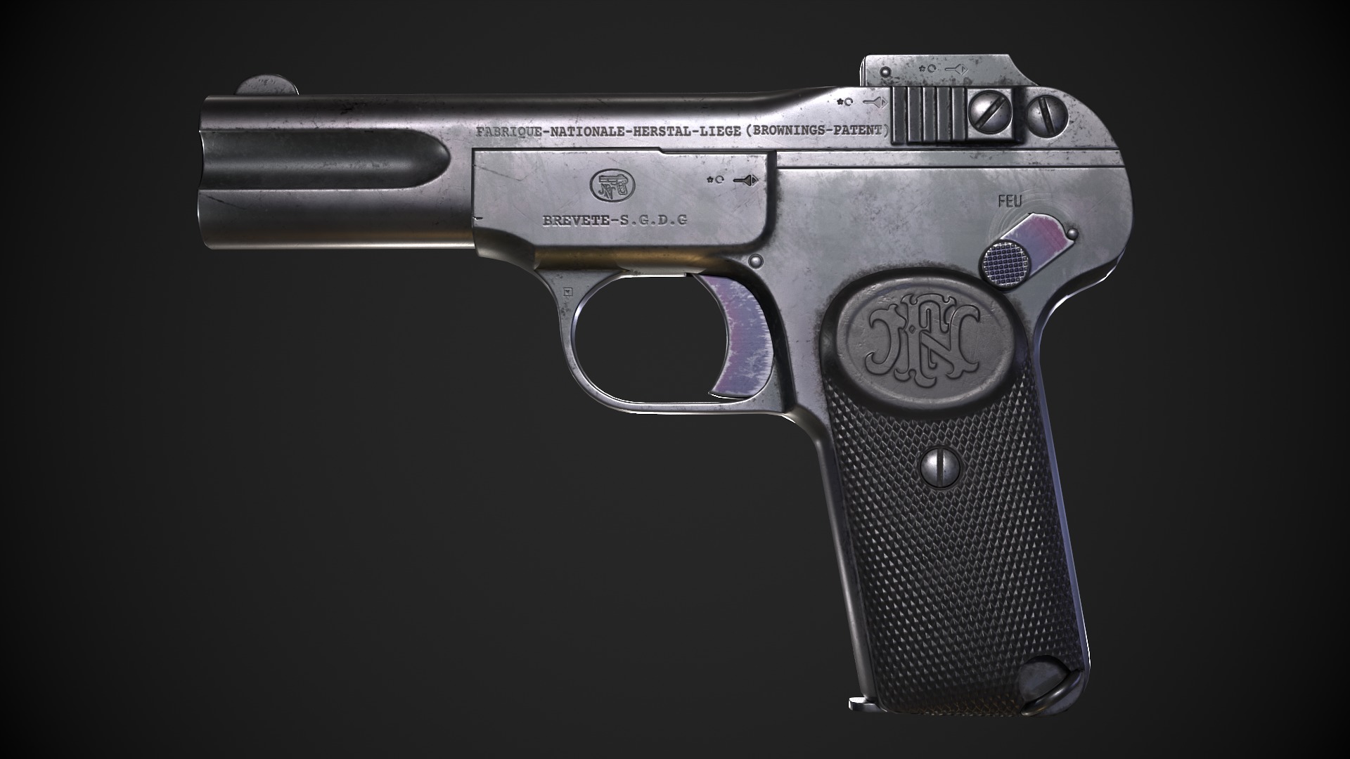 M1900 Browning No 1 Low-poly 3D model_3