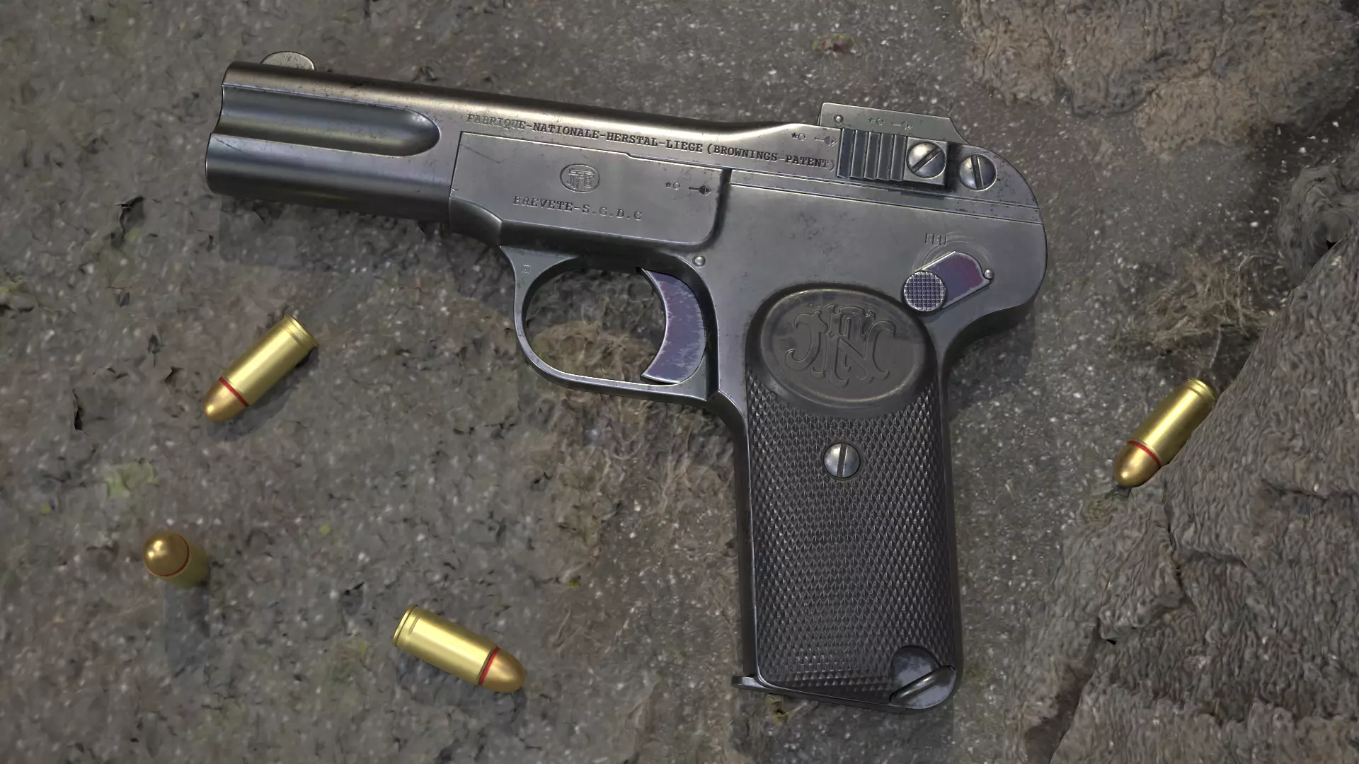 M1900 Browning No 1 Low-poly 3D model_0