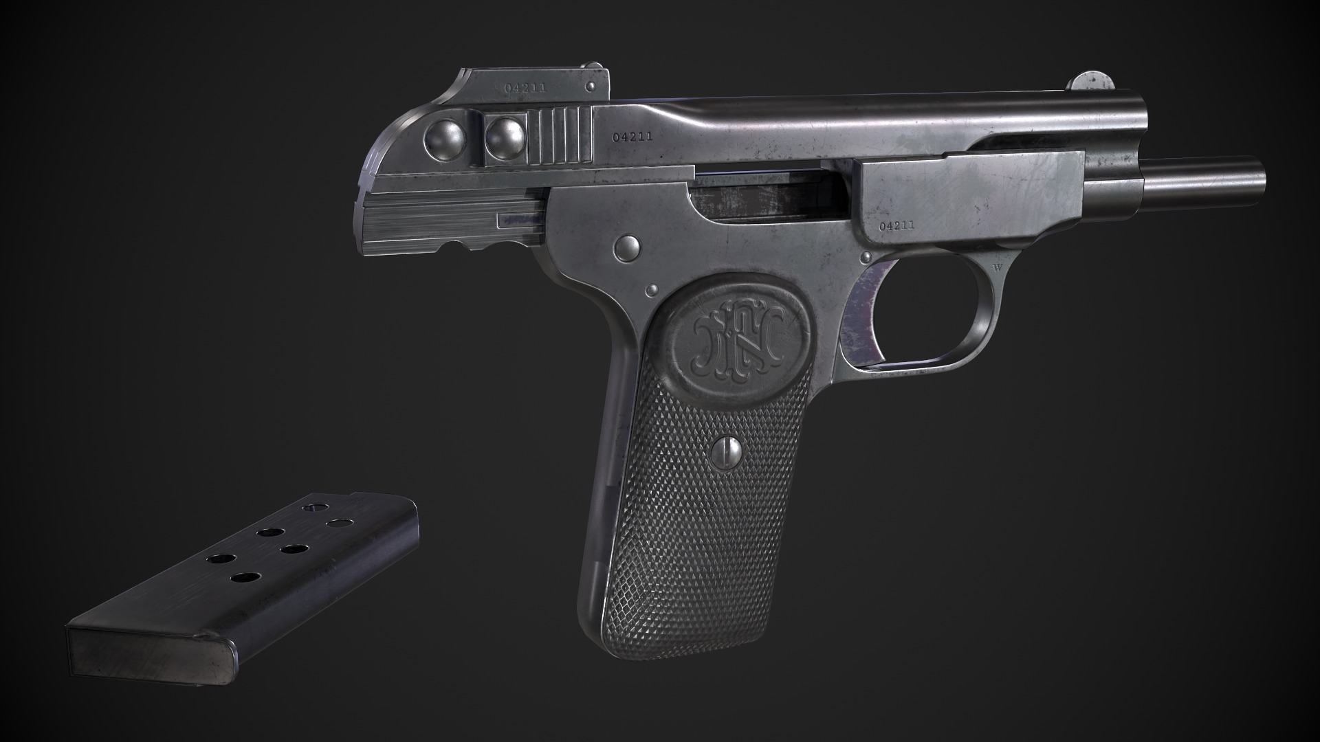 M1900 Browning No 1 Low-poly 3D model_8