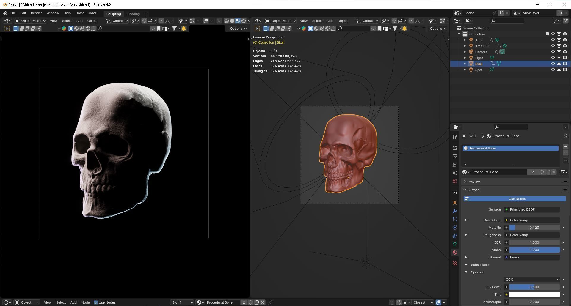 Human Skull 3D Sculpt 3D model_4