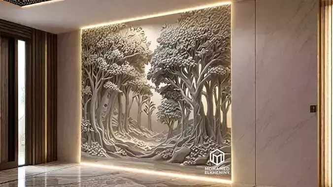 modern panel wall decor set wall relief mural CNC 115