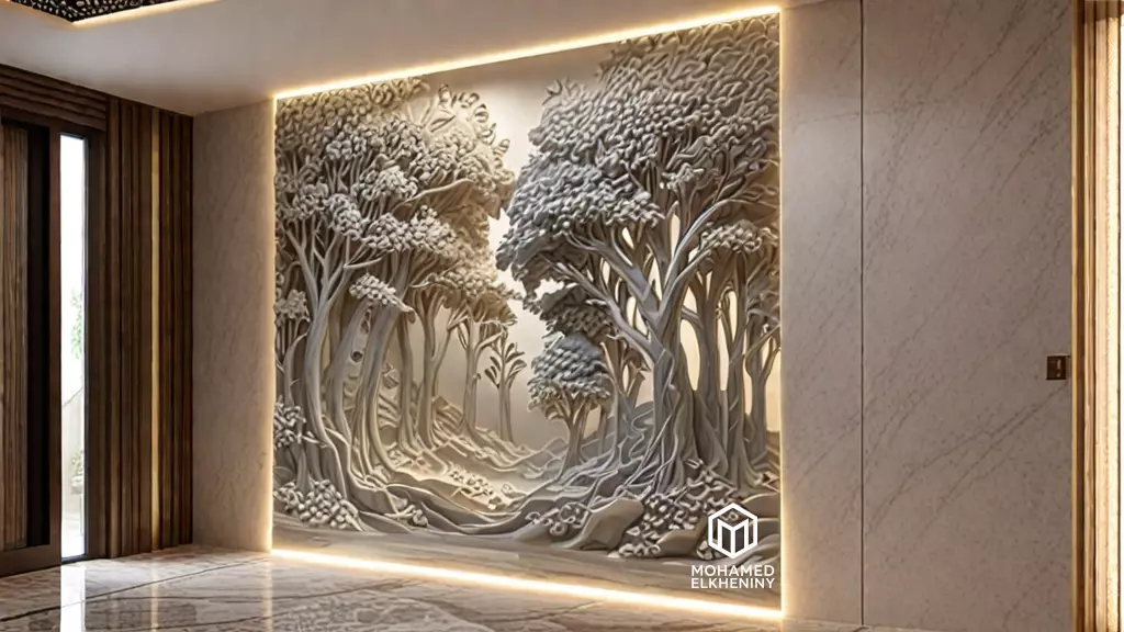 modern panel wall decor set wall relief mural CNC 115 3D model