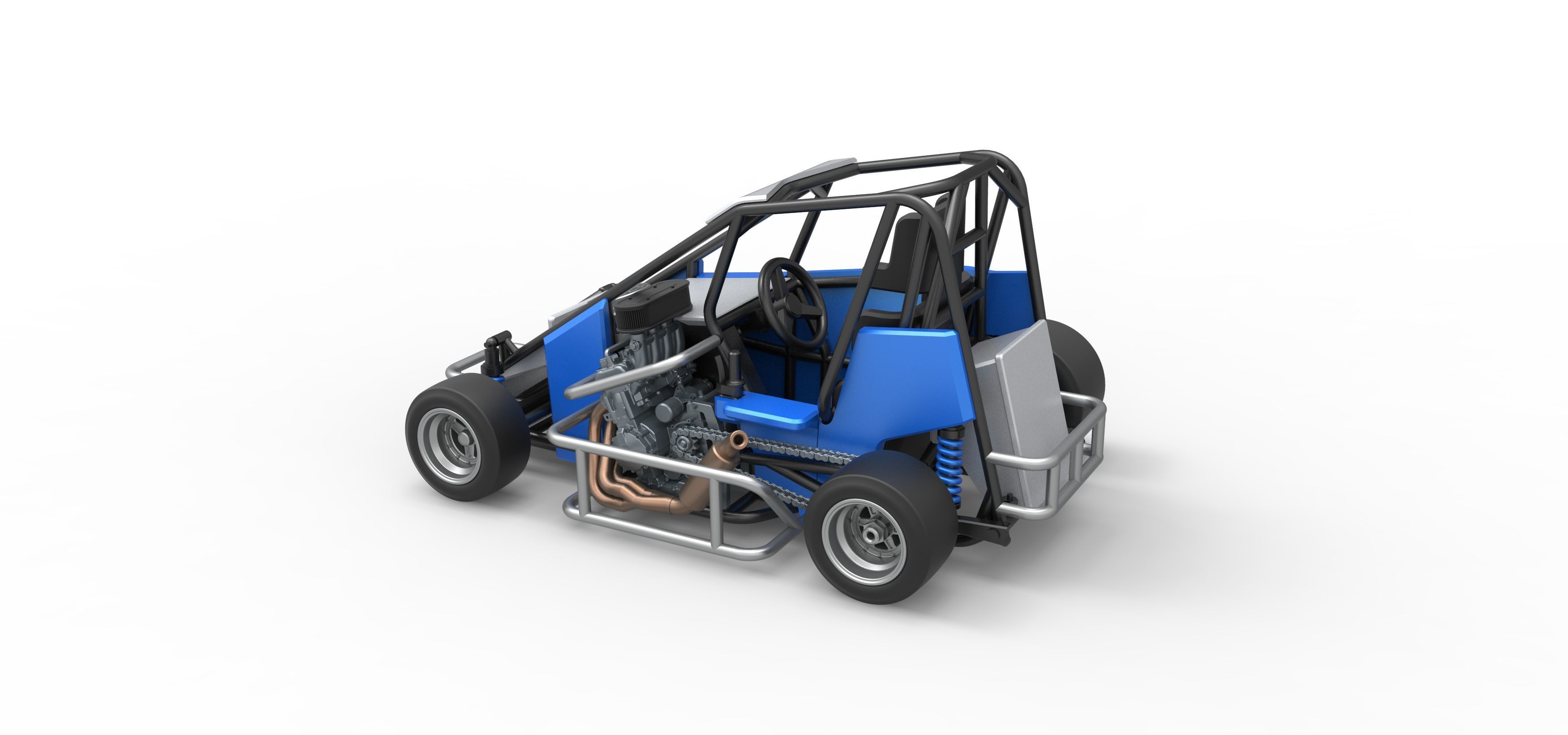 Pavement 600 Micro sprint car Scale 1 to 25 3D print model_12