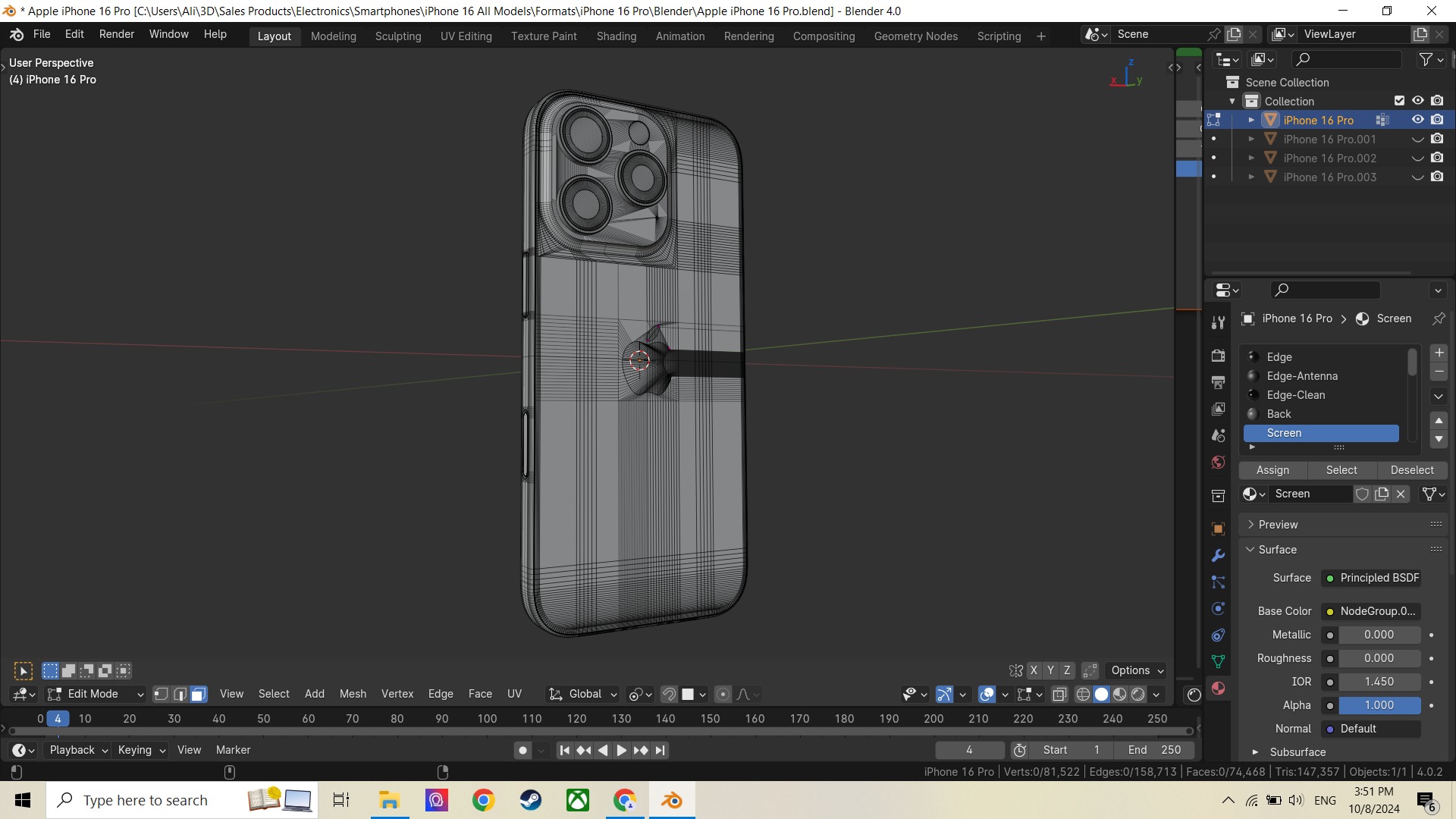 Apple iPhone 16 Pro and iPad Pro 2024 in Official Design Low-poly 3D model_19
