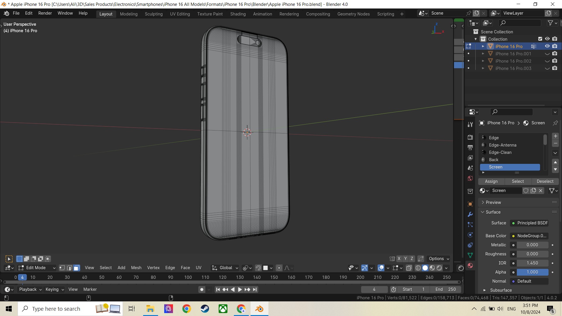 Apple iPhone 16 Pro and iPad Pro 2024 in Official Design Low-poly 3D model_17