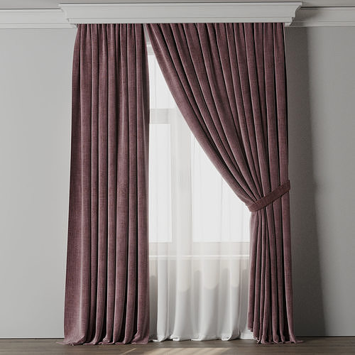 Low Width Curtains Classic 02 Low-poly 3D model