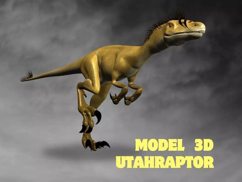 Utahraptor Low-poly 3D model_0
