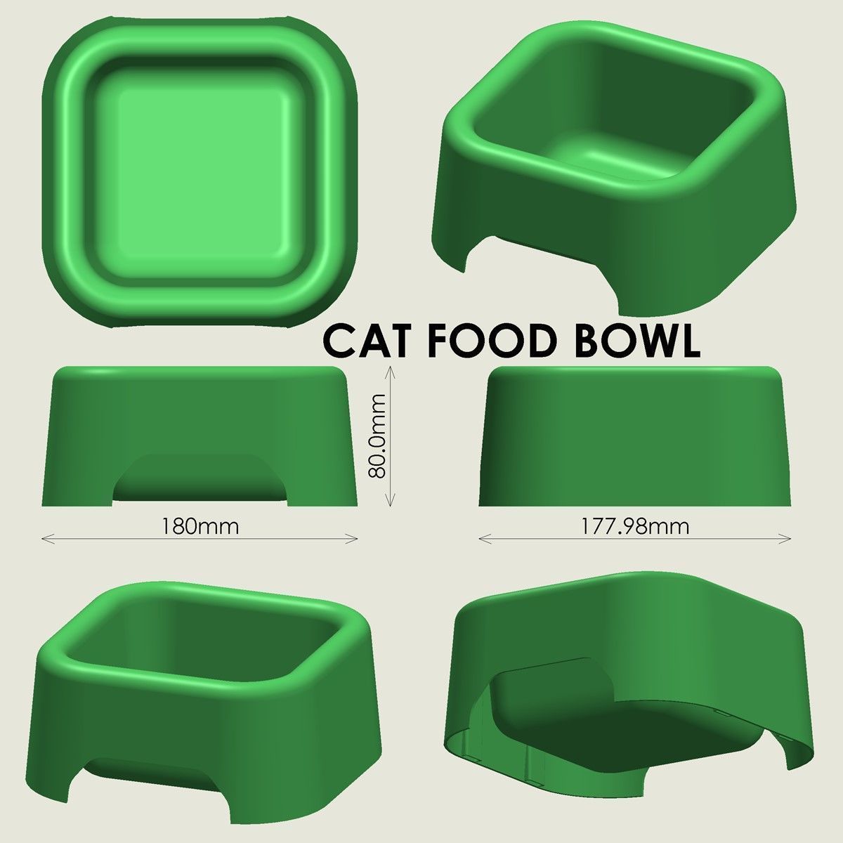 Cat Food Bowl 3D print model_2