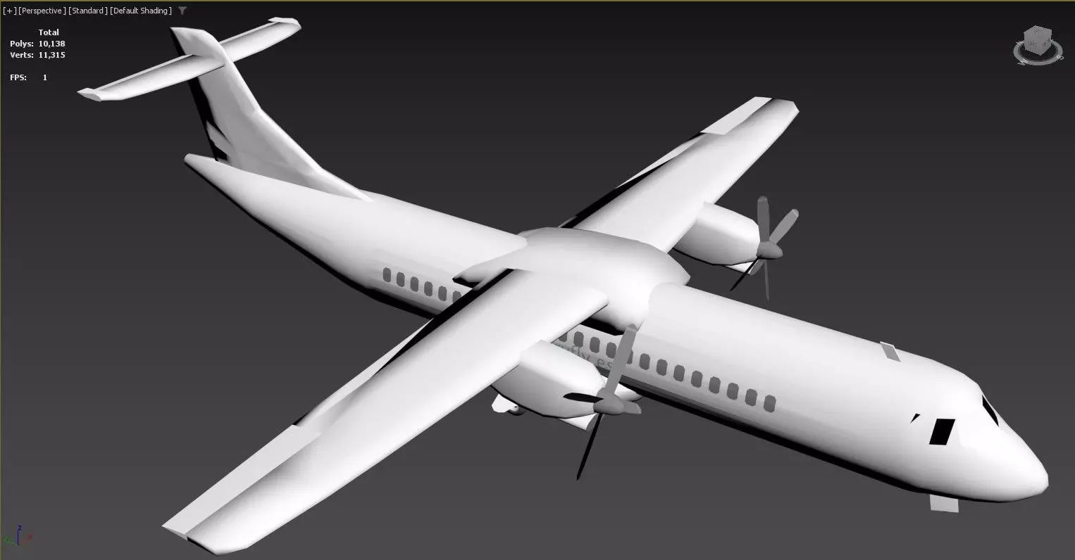model of an airplane with two propellers Low-poly 3D model_0