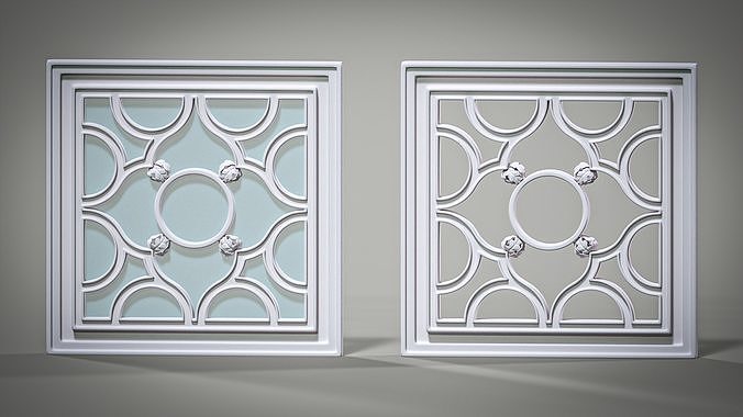 Highpoly Square Gothic Window Type4 3D model