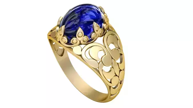 BLUE STONE MEN FASHION RING 3D PRINTABLE MODEL