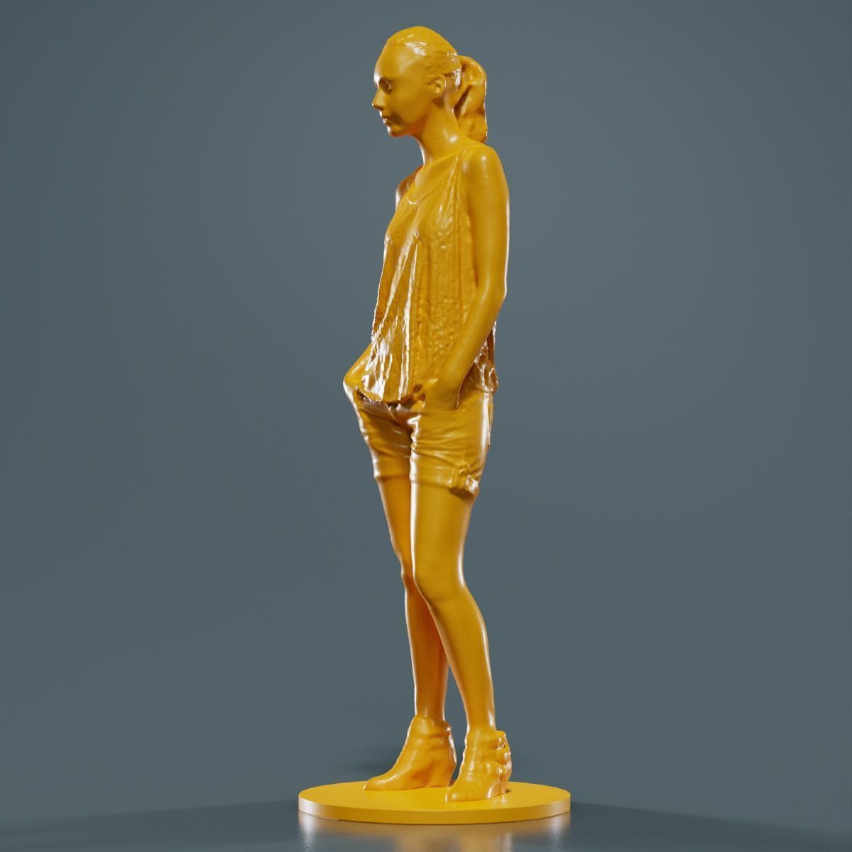 Woman in Shorts and Top 3D print model_15