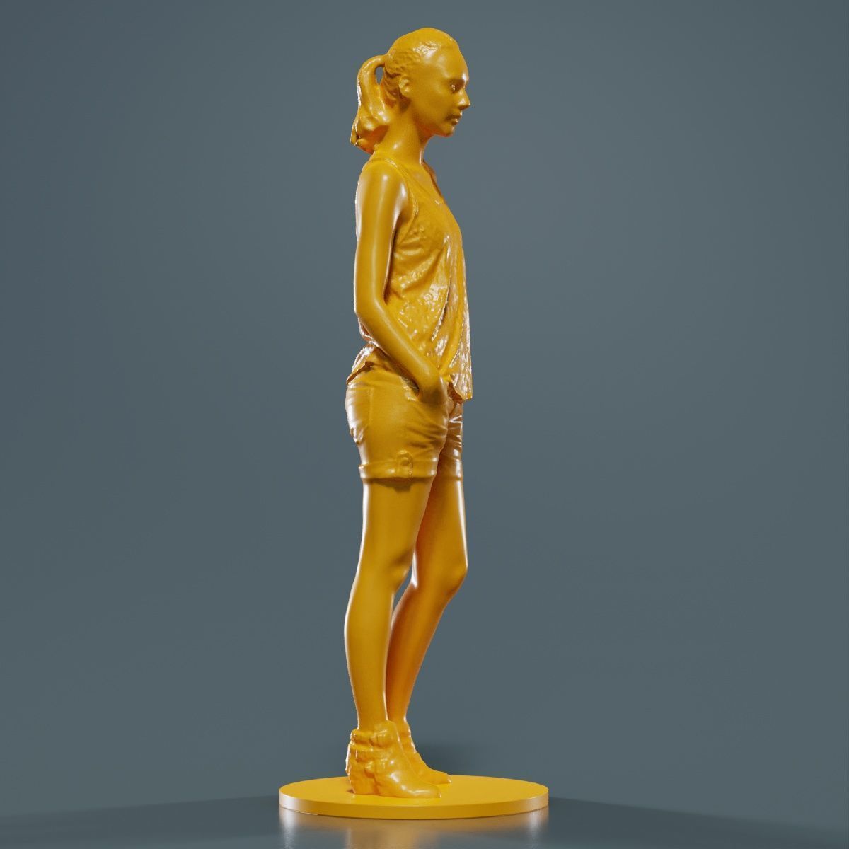 Woman in Shorts and Top 3D print model_10