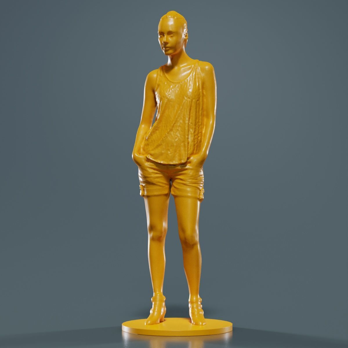 Woman in Shorts and Top 3D print model_16