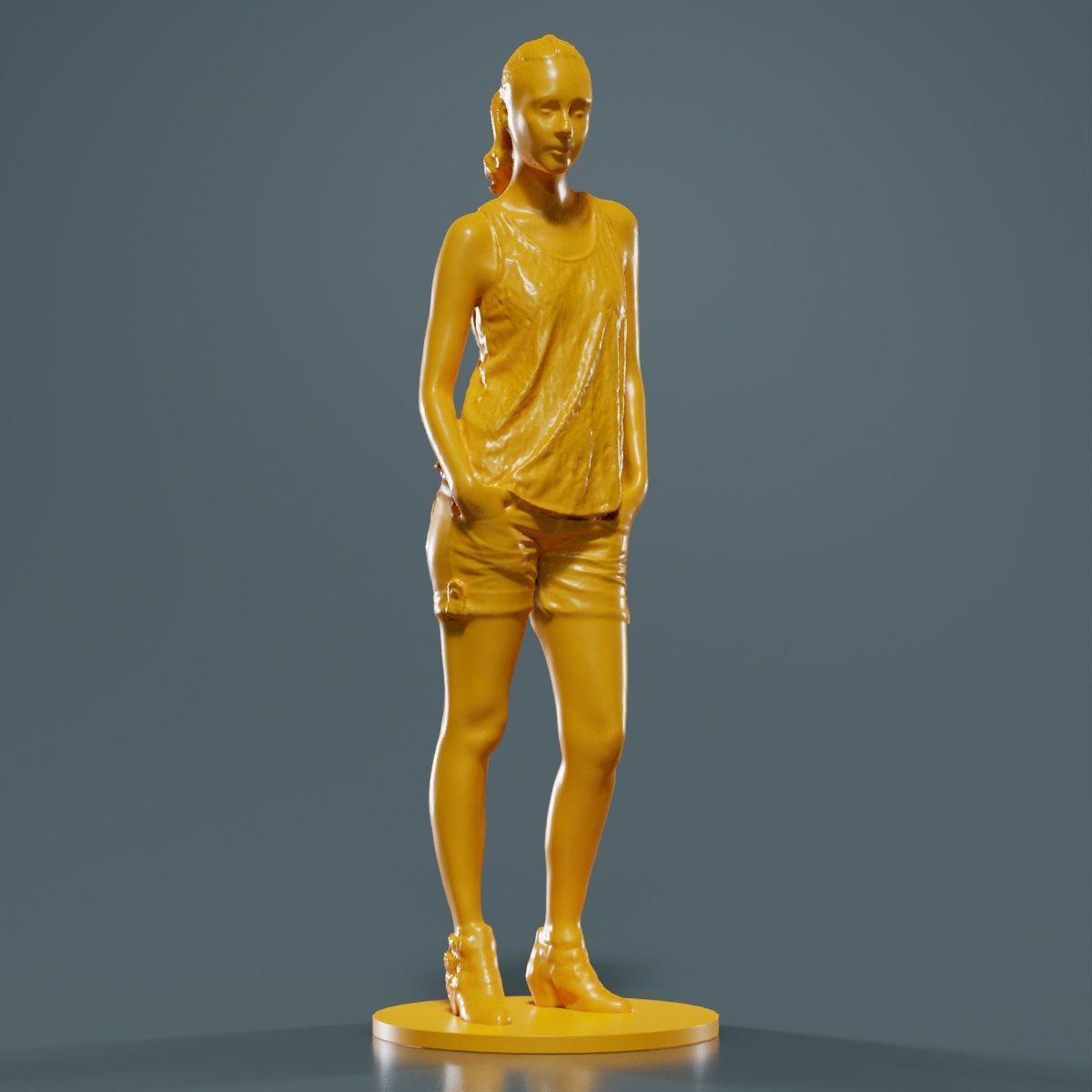 Woman in Shorts and Top 3D print model_9