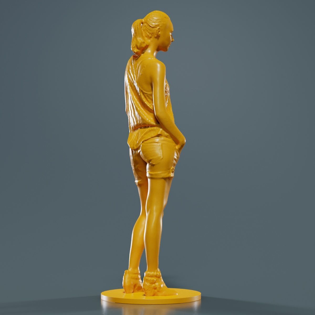 Woman in Shorts and Top 3D print model_11