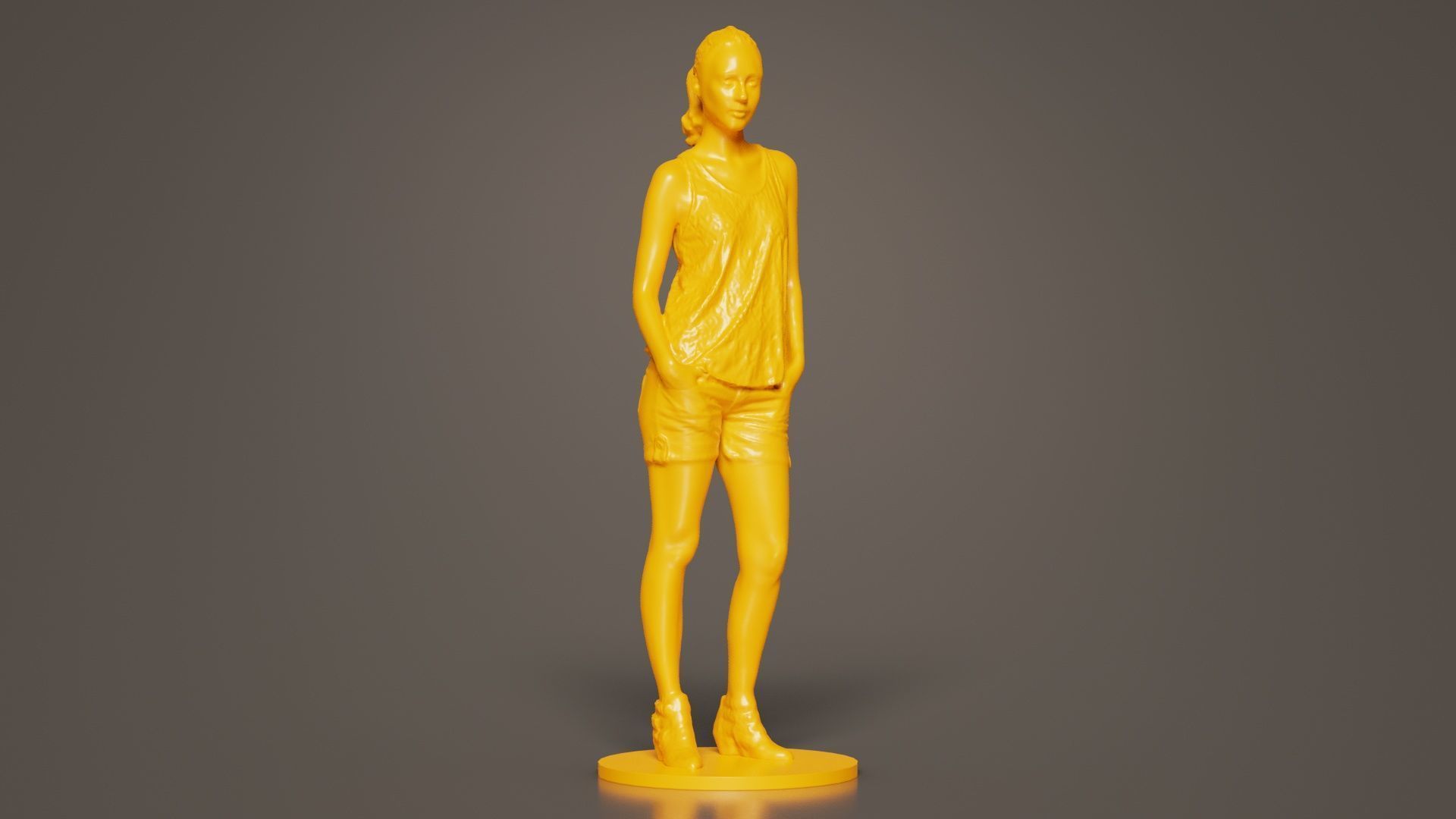 Woman in Shorts and Top 3D print model_5