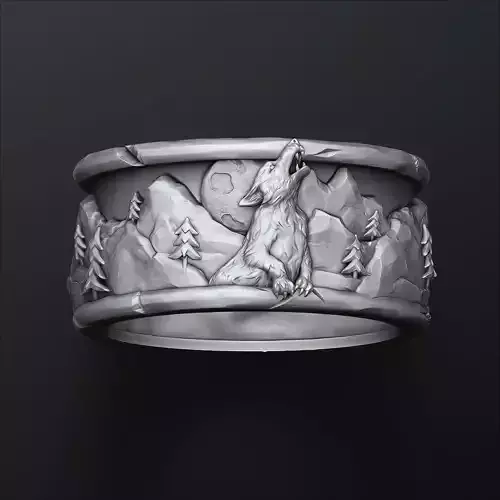 Howling Wolf Ring