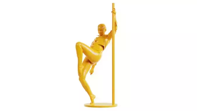 Woman in Jeans Dancing on Pole 01 3D print model