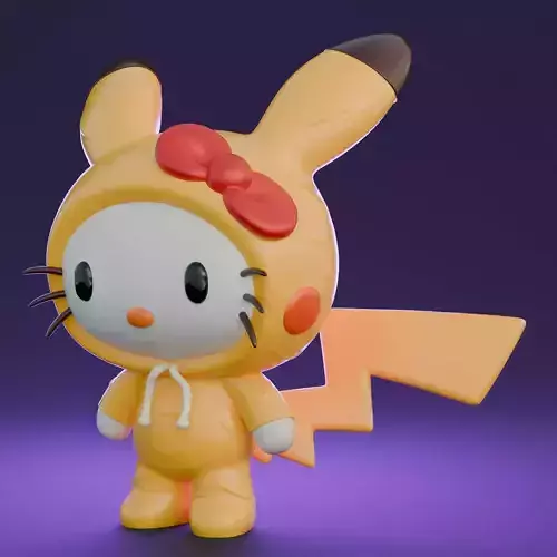 HELLO KITTY PIKACHU POKEMON HALLOWEEN 3D print model