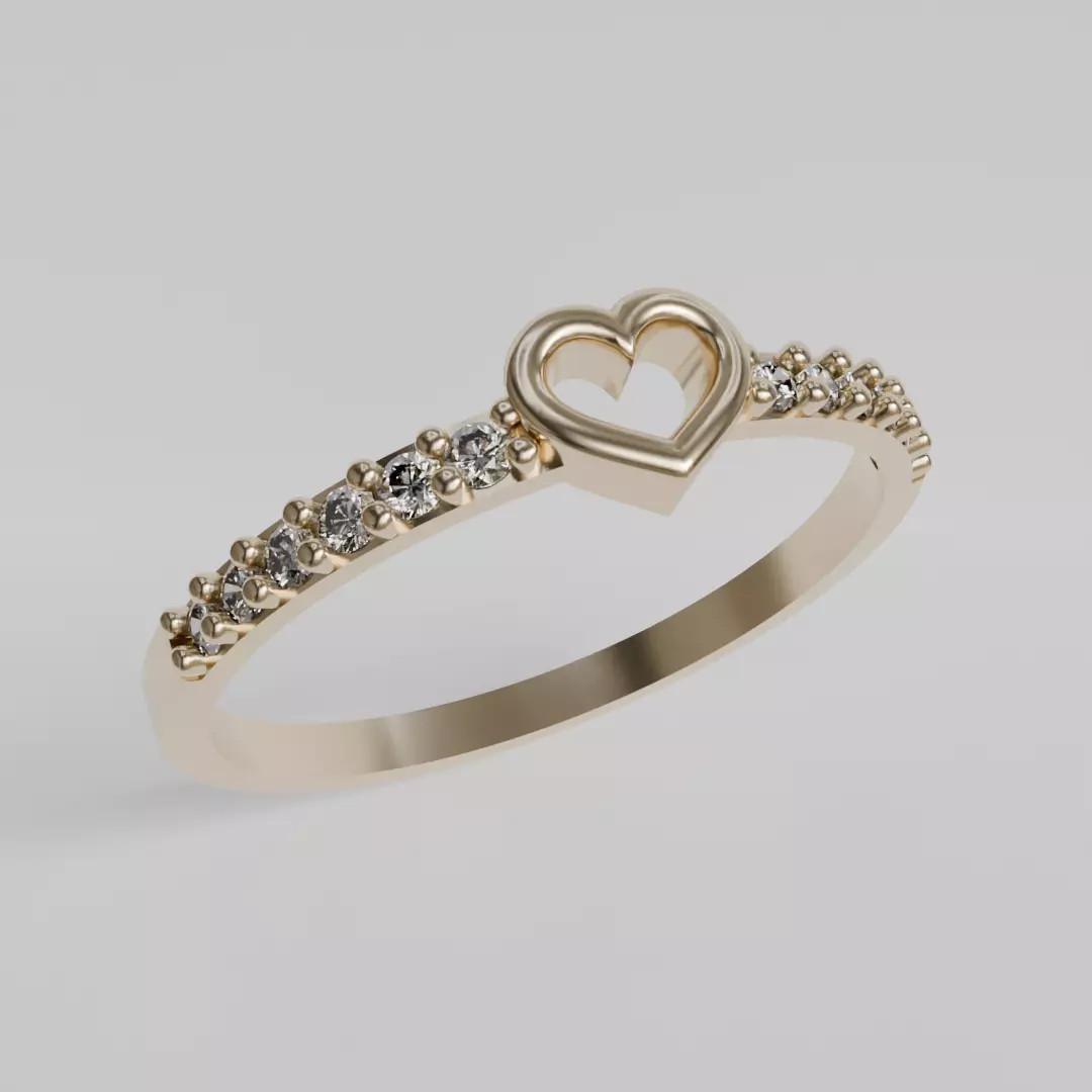 heart and diamond ring 3D print model
