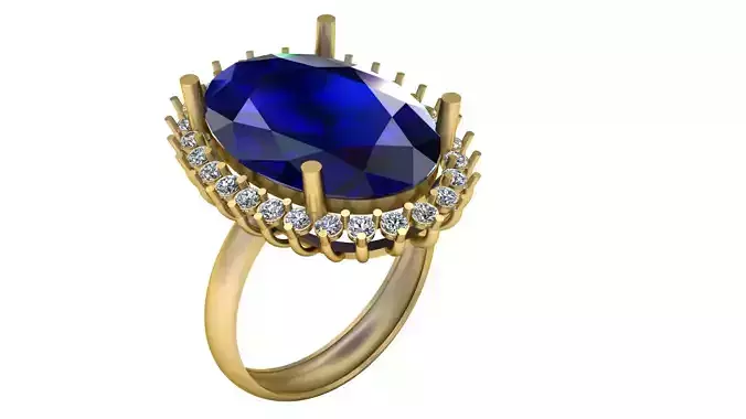 SAPPHIRE GEM STONE OVAL SHAEP RING 3D PRINTABLE MODEL 