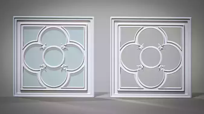 Highpoly Square Gothic Window Type5