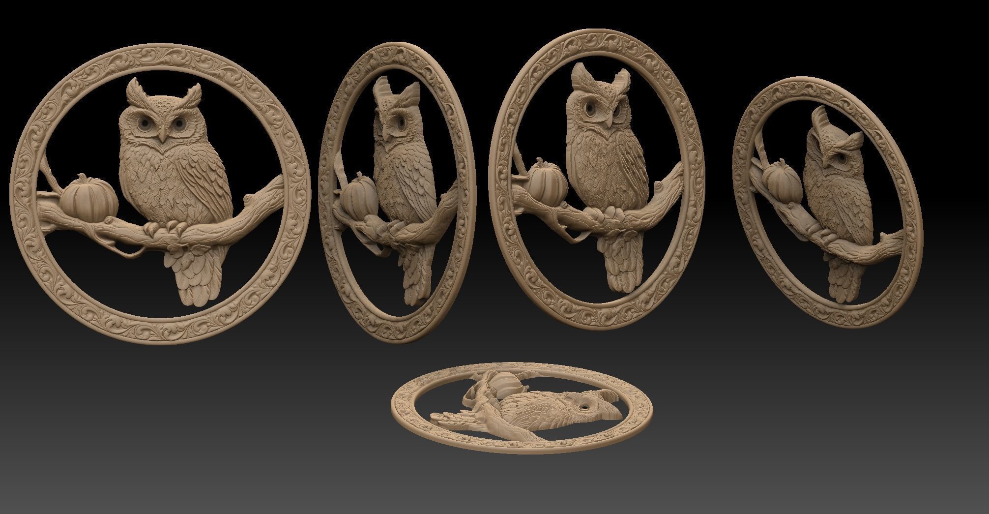 owl pendant  3D print model_1