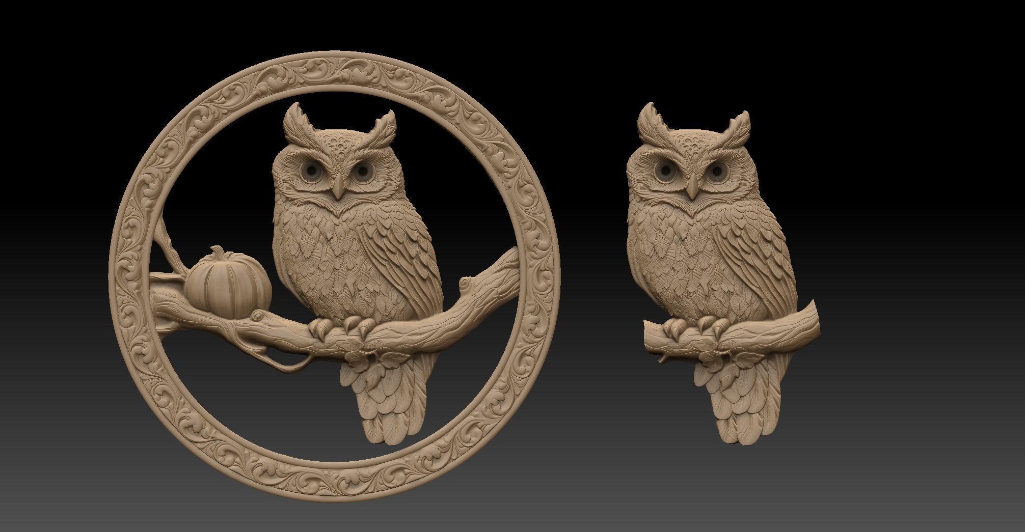 owl pendant  3D print model_5