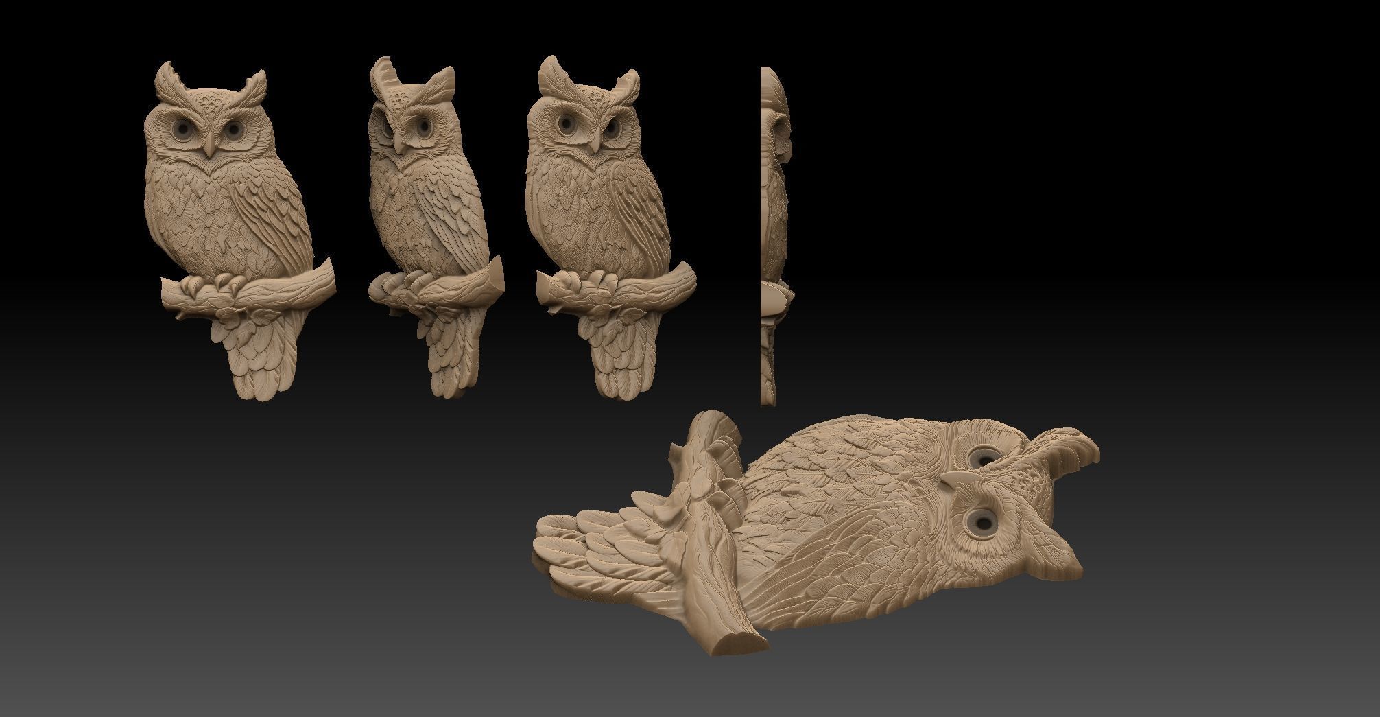 owl pendant  3D print model_2