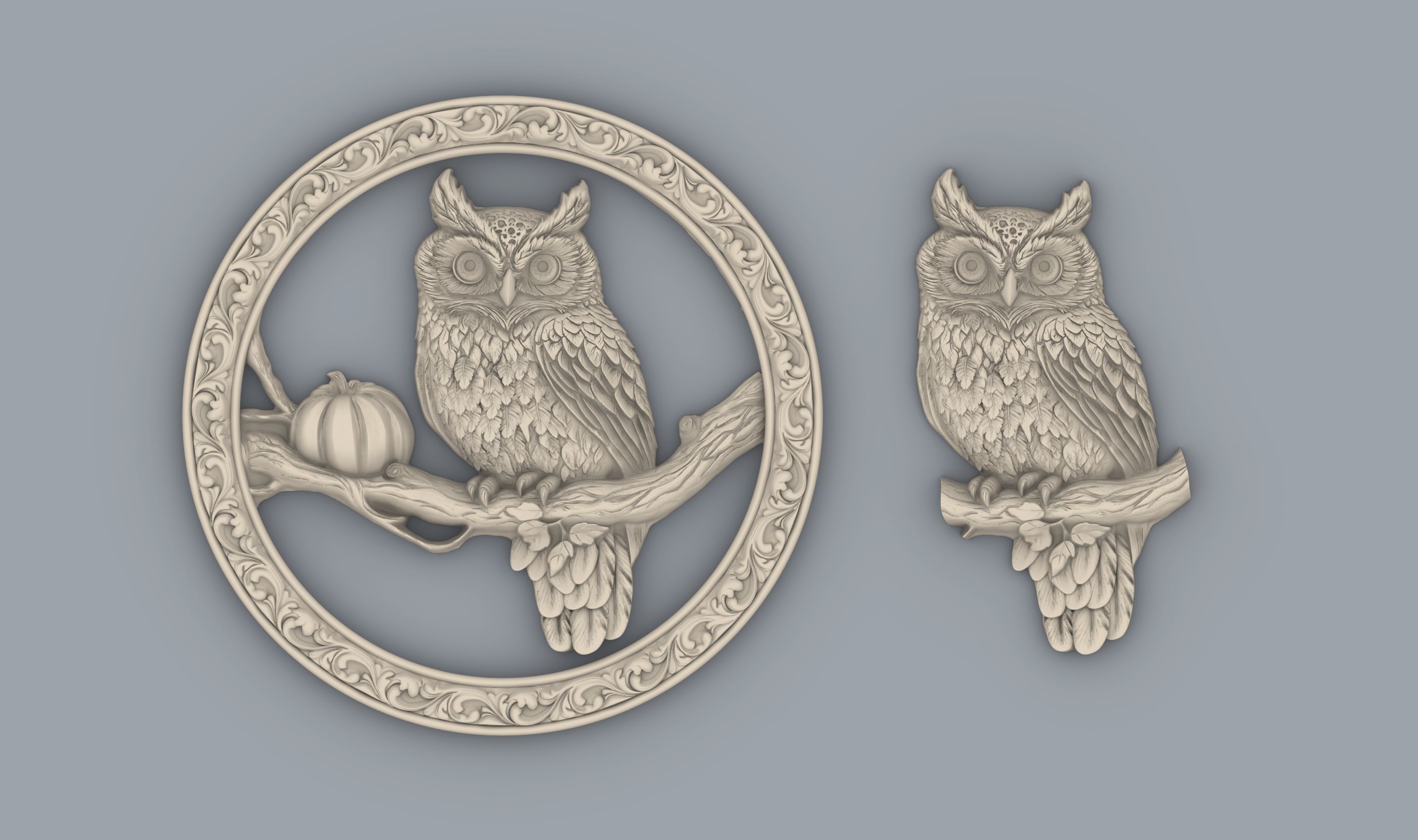 owl pendant  3D print model_7