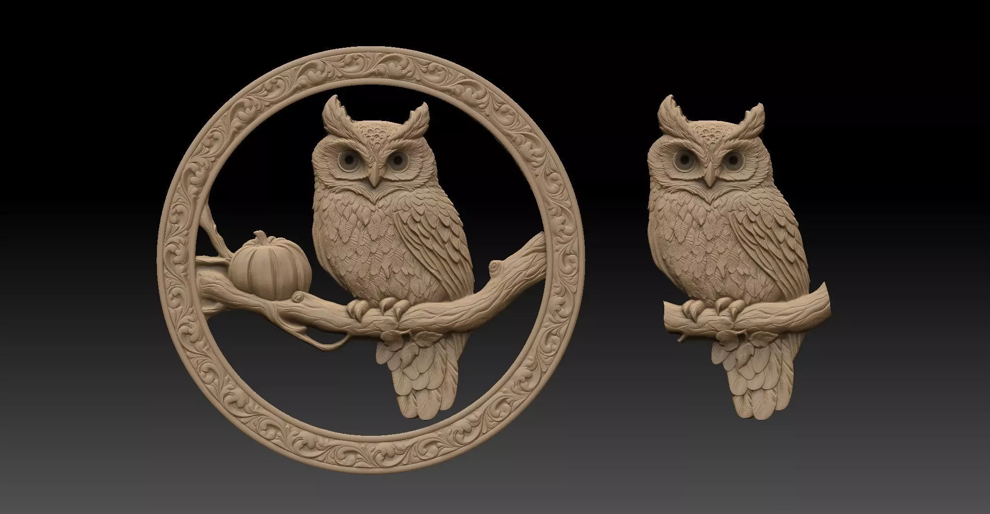 owl pendant  3D print model_0