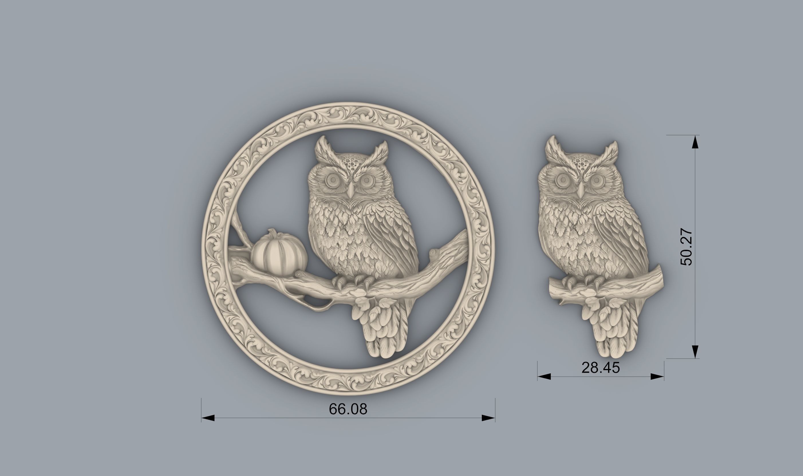 owl pendant  3D print model_8