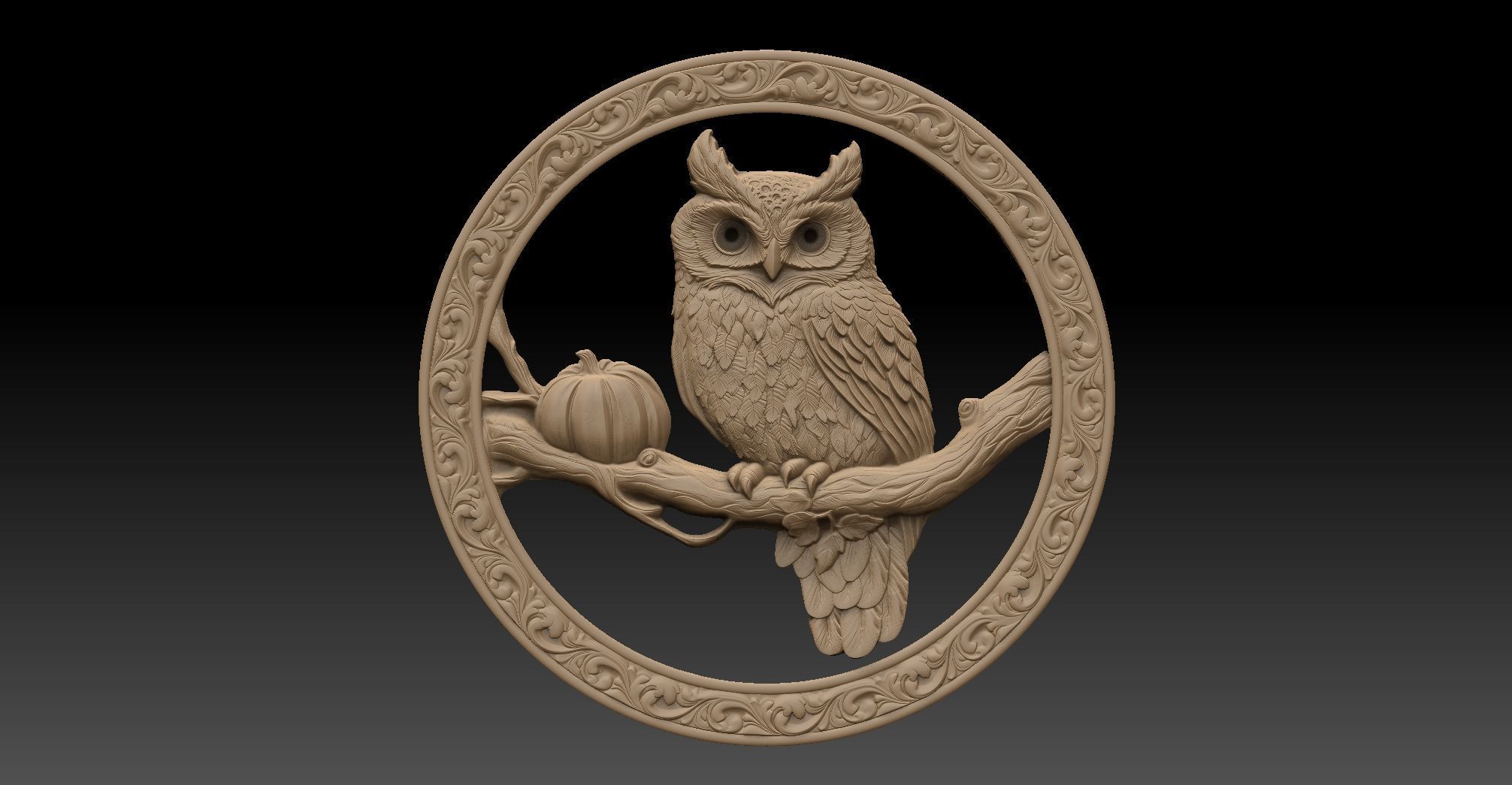 owl pendant  3D print model_4
